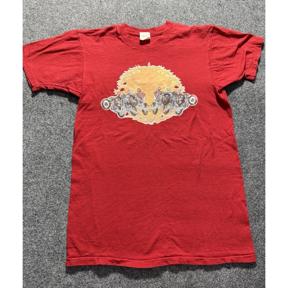Vintage 70s Motorcycles Biker Iron On Tee True‎ Single Stitch 1976 Red Medium